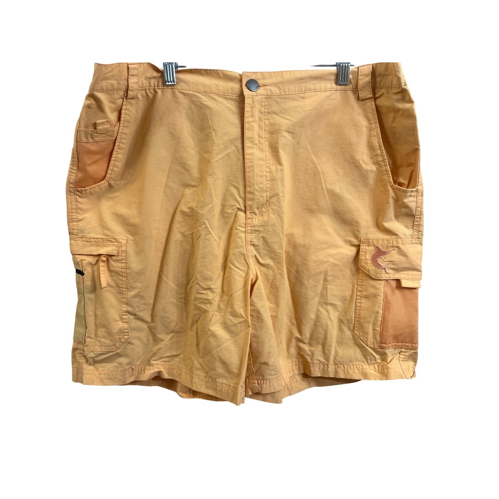 Reel‎ Legends Mens XL Peach Orange Ripstop Cargo Fishing Shorts Marlin Logo